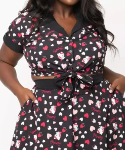 Hello Kitty X Unique Vintage Plus Size Crop Top Characters