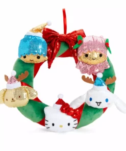 HUNET USA Holiday 2021 Sequin Hello Kitty & Friends Wreath