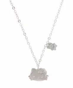 Global License Hello Kitty Silver Embossed Charm Necklace