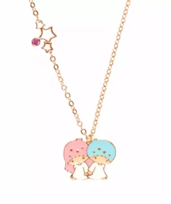 Global License Characters LittleTwinStars Gold Enamel Charm Necklace