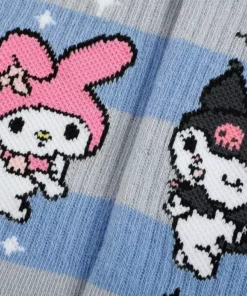BIOWORLD Characters Kuromi & My Melody X Dumbgood Striped Socks