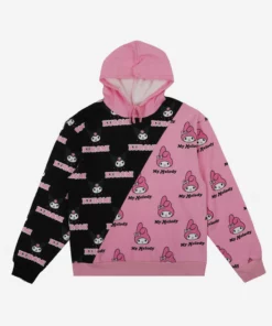 BIOWORLD My Melody & Kuromi X Dumbgood Pattern Split Hoodie Characters