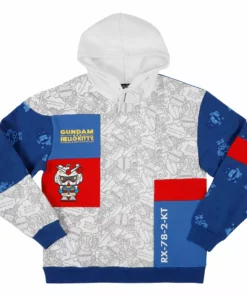 BIOWORLD Hello Kitty X Gundam Colorblock Hoodie