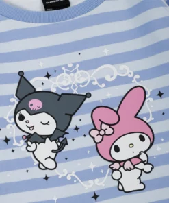 BIOWORLD Kuromi & My Melody X Dumbgood Striped Crop Longsleeve