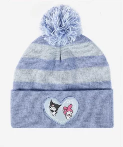 BIOWORLD Kuromi & My Melody X Dumbgood Striped Beanie Characters