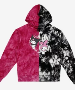 BIOWORLD Kuromi & My Melody X Dumbgood Split Tie-dye Hoodie