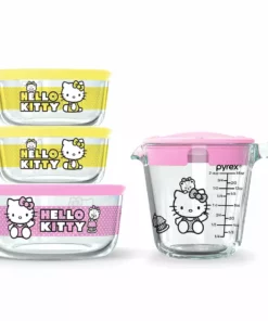 Instant Brands Hello Kitty X Pyrex Glass Storage Containers (Set Of 3) With Measuring Cup