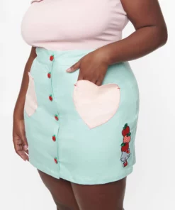 Hello Kitty X Unique Vintage Plus Size Apple Button Mini Skirt