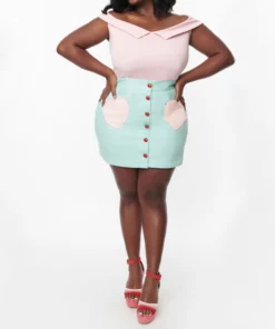 Hello Kitty X Unique Vintage Plus Size Apple Button Mini Skirt