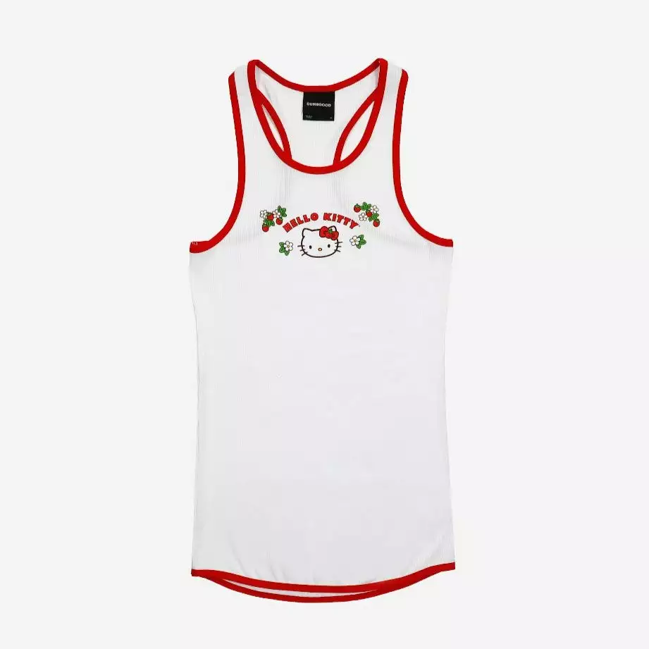 BIOWORLD Hello Kitty X Dumbgood Strawberry Ribbed Tank 3 BIOWORLD Hello Kitty X Dumbgood Strawberry Ribbed Tank