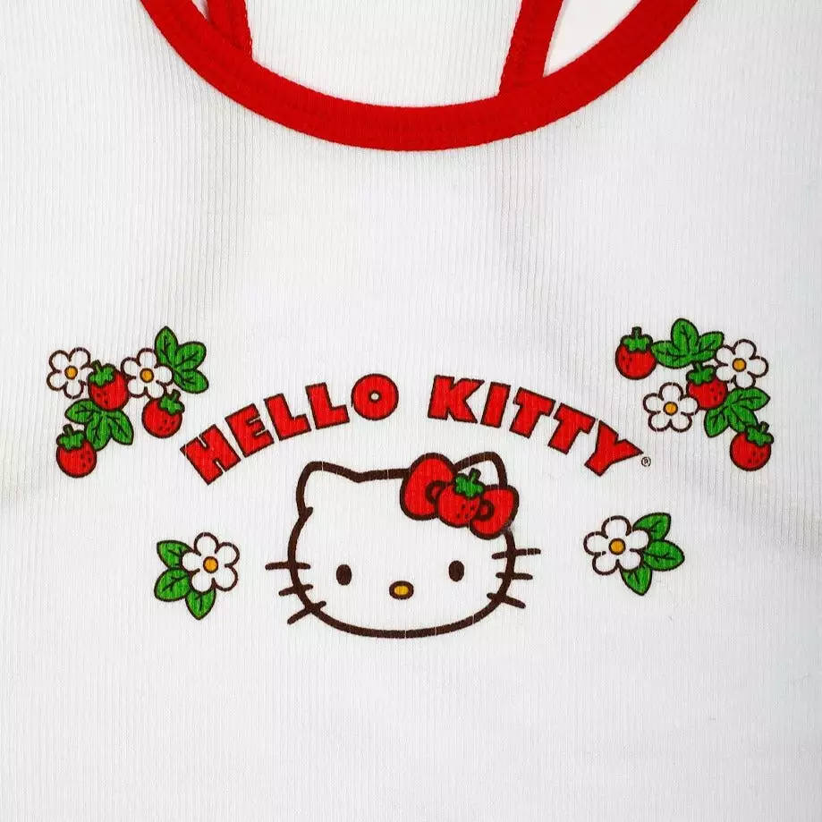 BIOWORLD Hello Kitty X Dumbgood Strawberry Ribbed Tank 4 BIOWORLD Hello Kitty X Dumbgood Strawberry Ribbed Tank