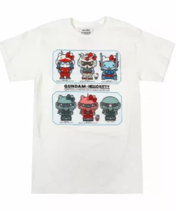 BIOWORLD Hello Kitty X Gundam Love & Peace Tee Characters