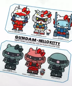 BIOWORLD Hello Kitty X Gundam Love & Peace Tee Characters