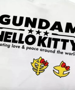 BIOWORLD Hello Kitty X Gundam Love & Peace Tee Characters