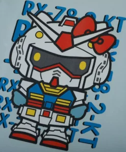 BIOWORLD Hello Kitty X Gundam RX-78-2-KT Tee Characters