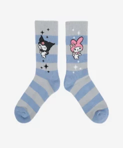 BIOWORLD Characters Kuromi & My Melody X Dumbgood Striped Socks