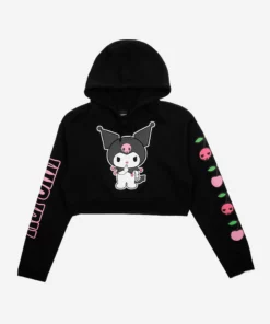 BIOWORLD Kuromi X Dumbgood Cherries Crop Hoodie