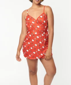 Hello Kitty X Unique Vintage Apple Wrap-Front Romper
