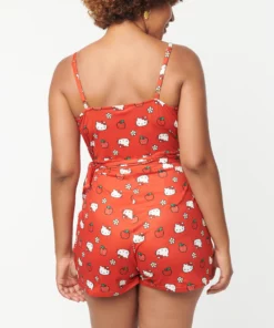 Hello Kitty X Unique Vintage Apple Wrap-Front Romper
