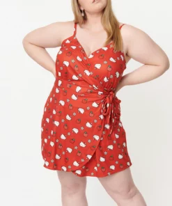 Hello Kitty X Unique Vintage Plus Size Apple Wrap-Front Romper