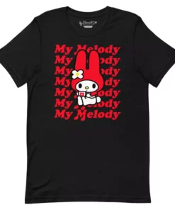 Printful My Melody Red Logo T-Shirt Black