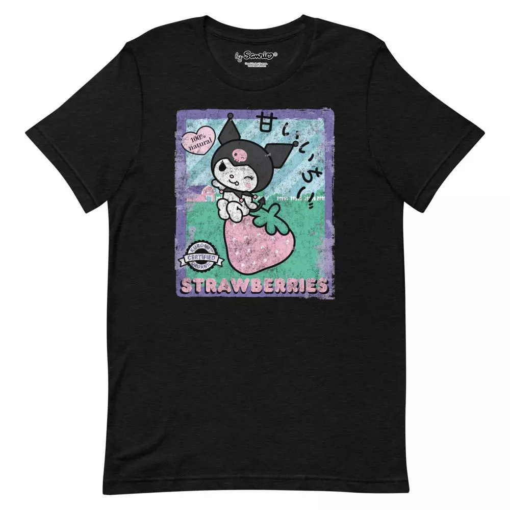 Printful Kuromi Strawberry Picking Strawberries Farm T-Shirt Characters 3 Printful Kuromi Strawberry Picking Strawberries Farm T-Shirt Characters
