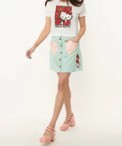 Characters Hello Kitty X Unique Vintage Apple Button Mini Skirt