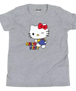 Printful Youth Hello Kitty Primary Logo T-Shirt Heather Gray