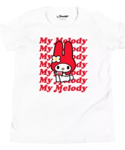 Printful Characters Youth My Melody Red Logo T-Shirt White