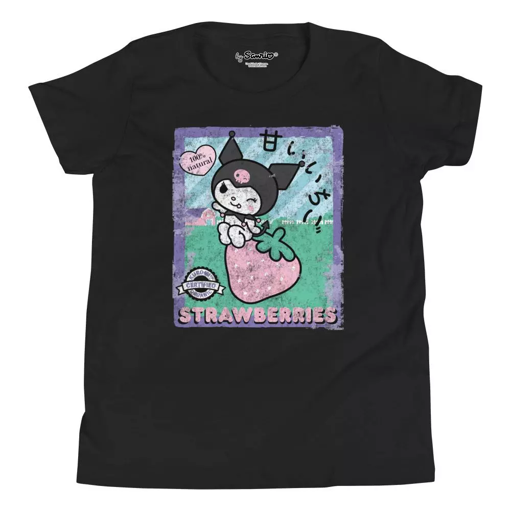 Printful Youth Kuromi Strawberry Picking Strawberries Farm T-Shirt 3 Printful Youth Kuromi Strawberry Picking Strawberries Farm T-Shirt